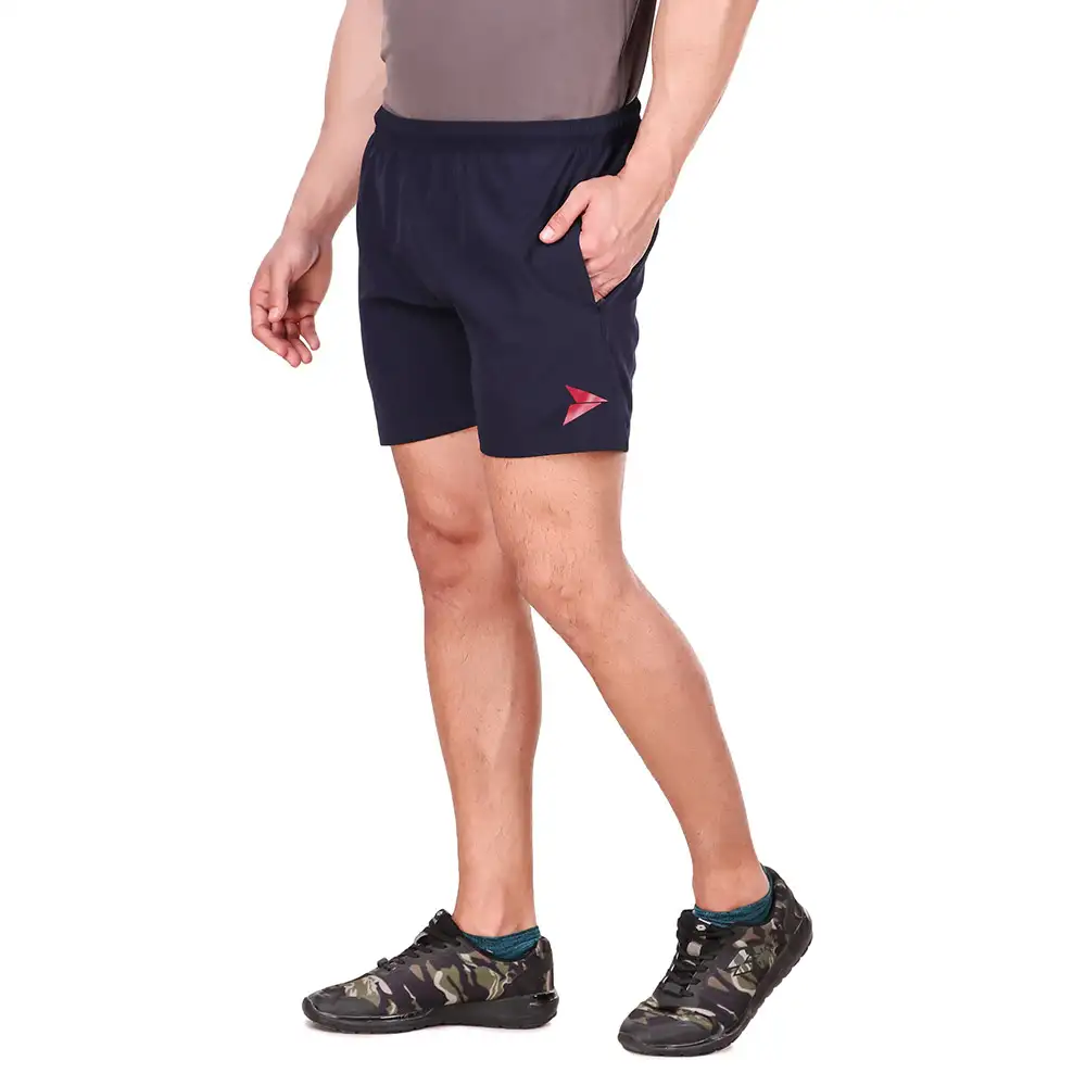 Fitinc N S Lycra Shorts with Both Side Safety Zippered Pockets,  XL  Navy Blue