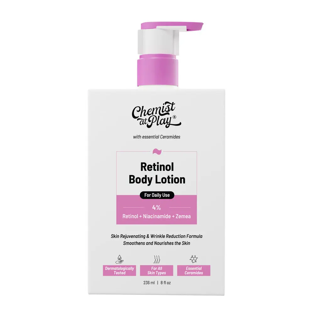 Chemist at Play Retinol Body Lotion with Ceramides | 4% Retinol + Niacinamide + Zemea | Fights Visible Signs Of Aging | 236ml