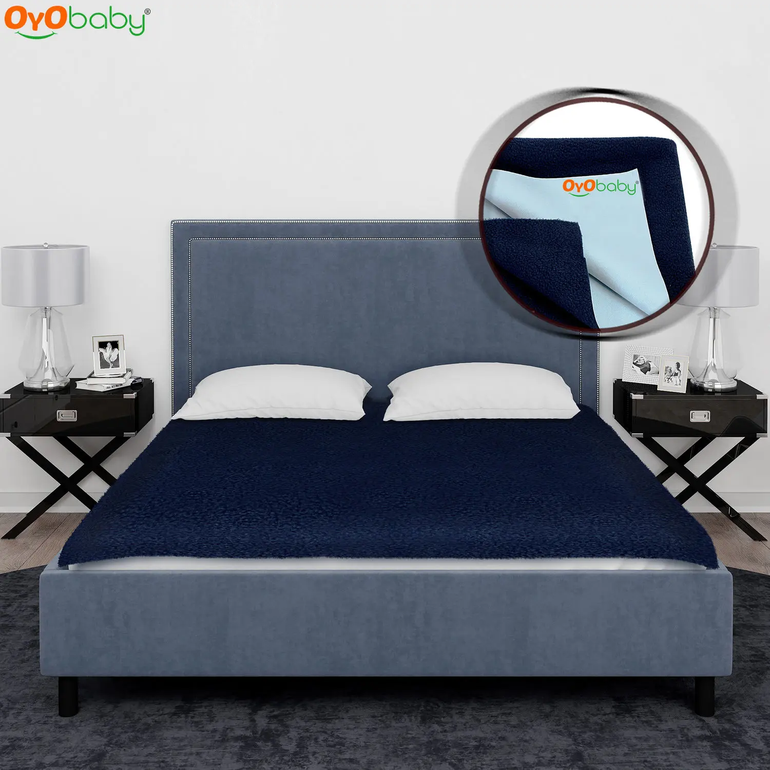 OYO Baby Waterproof Rubber Sheet Double Bed Size (260cm X 200cm, Dark Blue)