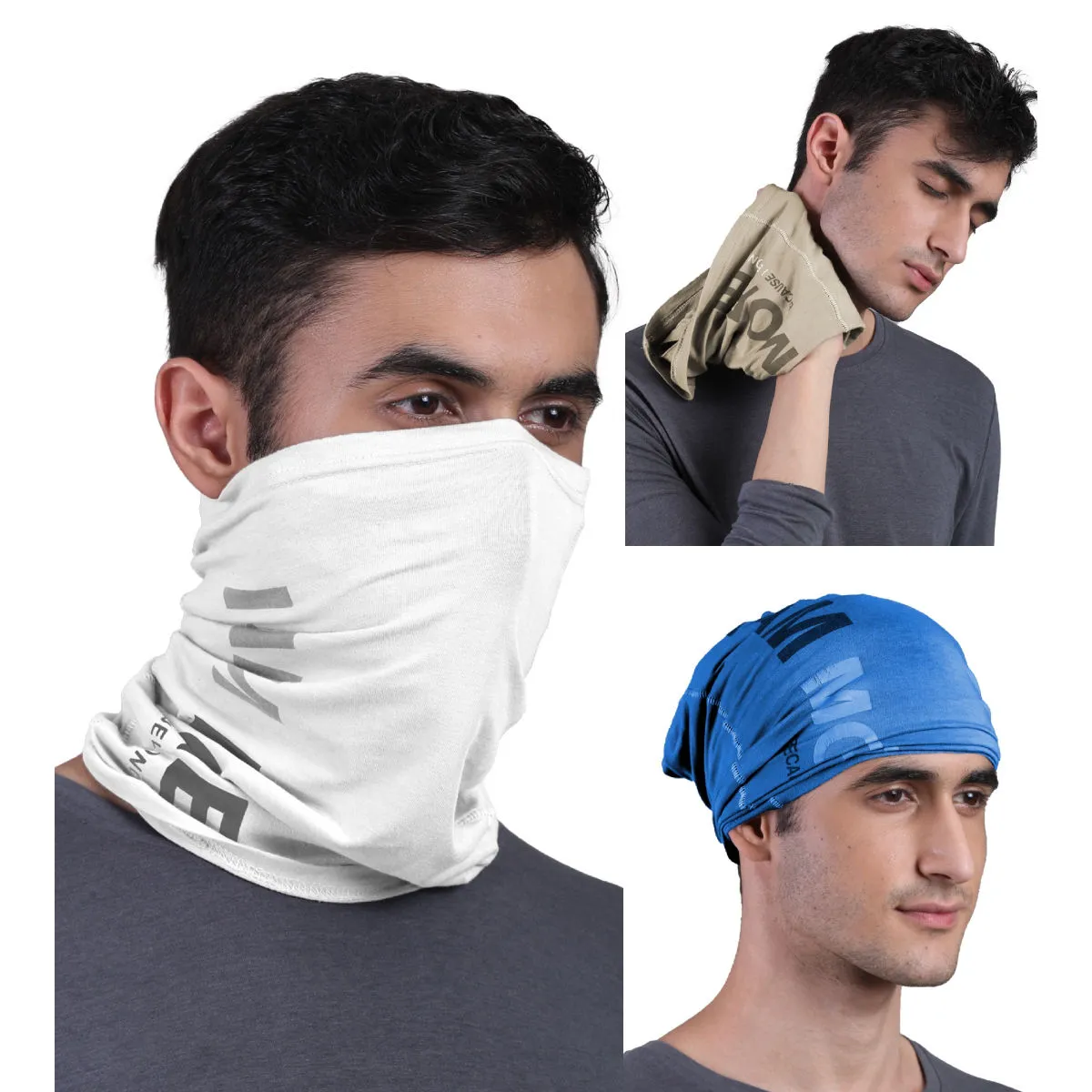 FREECULTR Unisex Printed Bamboo Bandana Anti Microbial Multipurpose Cloth Face Mask (pack Of 3)