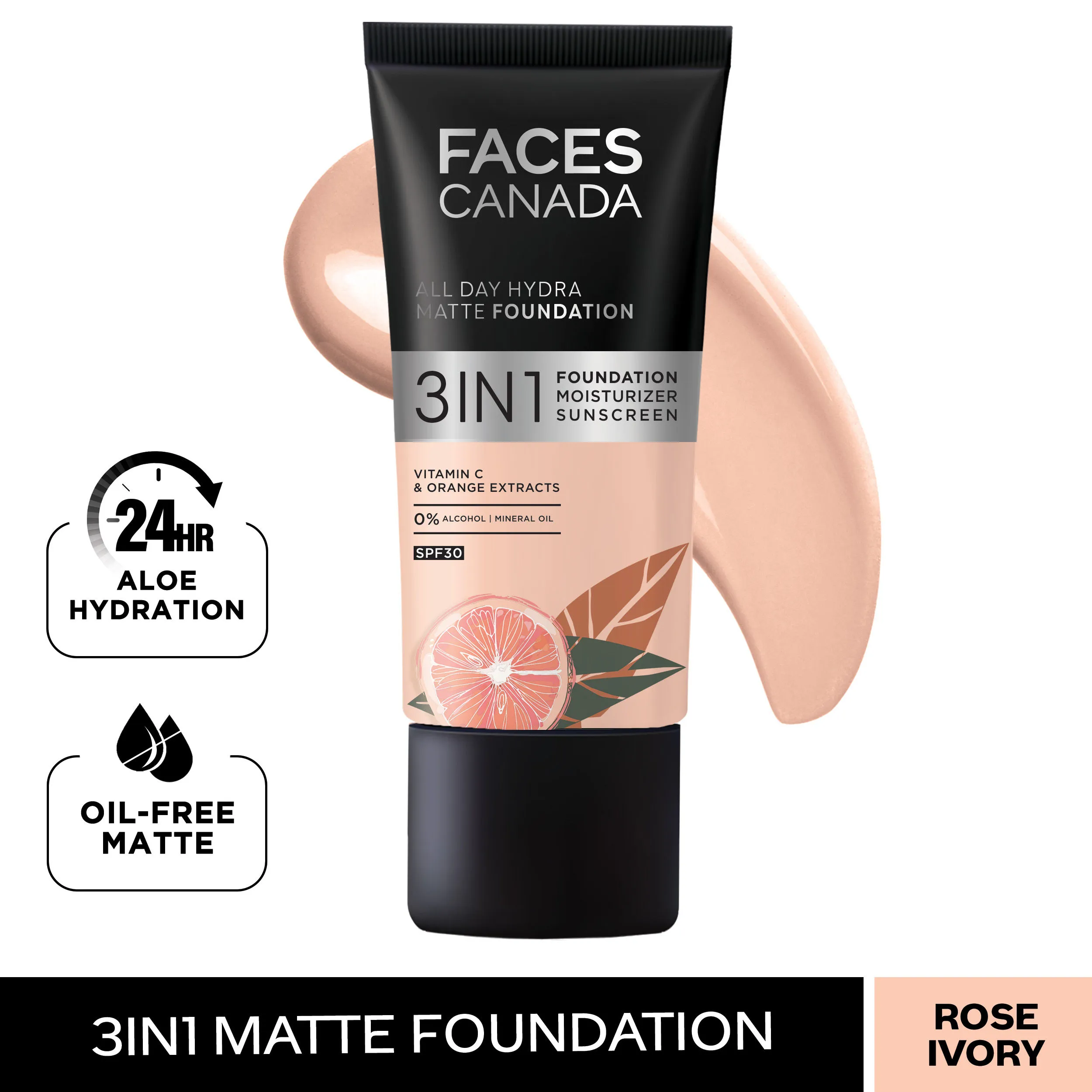 Faces Canada 3 In 1 All Day Hydra Matte Foundation - Rose Ivory 011