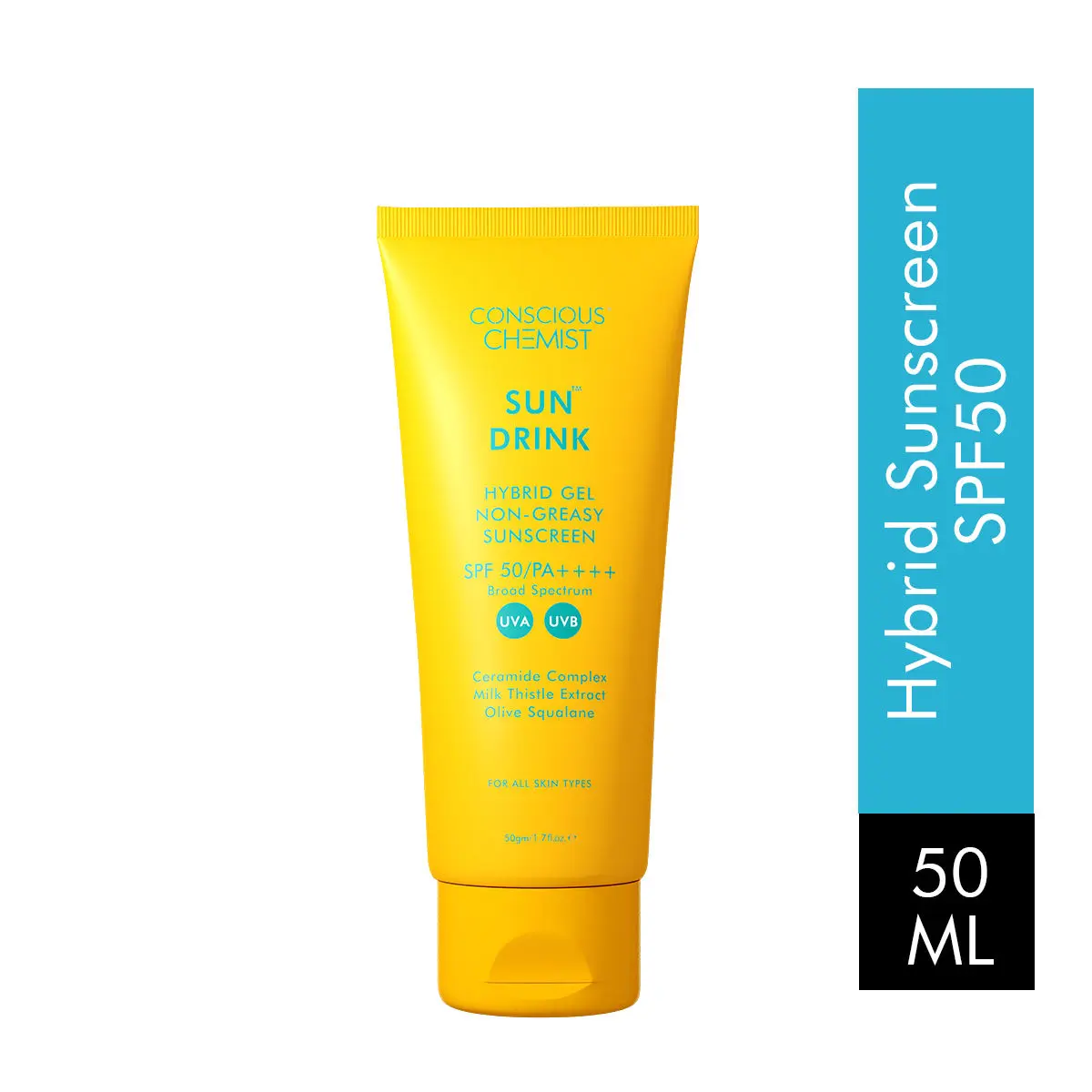 Conscious Chemist Sun Drink Hybrid Lightweight Gel Sunscreen SPF50 PA++++ | UVA/UVB Protection | 50ml