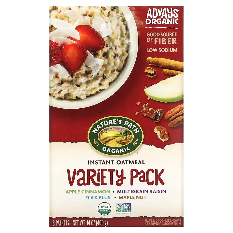 Organic Instant Oatmeal, Variety Pack, 8 Packets, 14 oz (400 g)