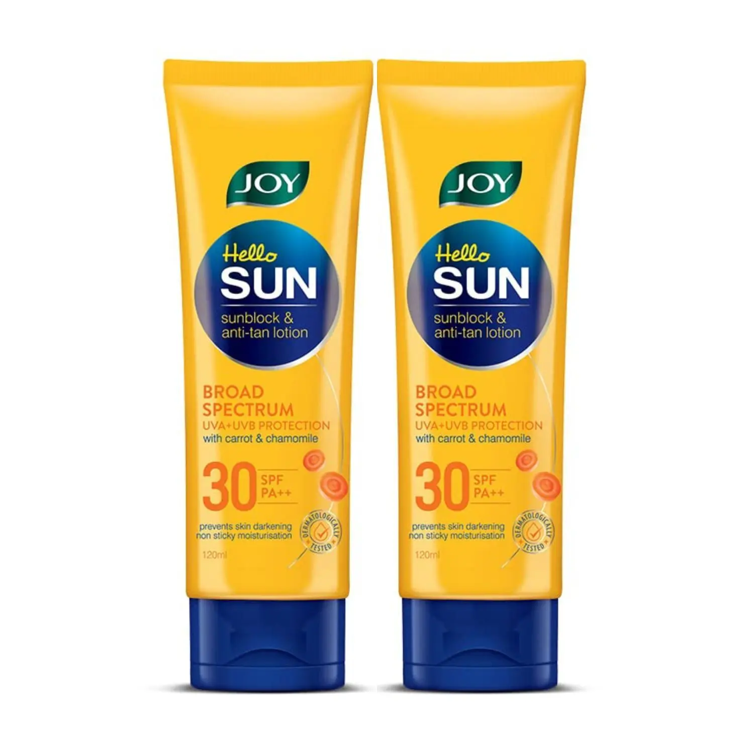 Joy Hello Sun Sunblock and Anti Tan Lotion Sunscreen SPF 30 PA++ (2X120ml)