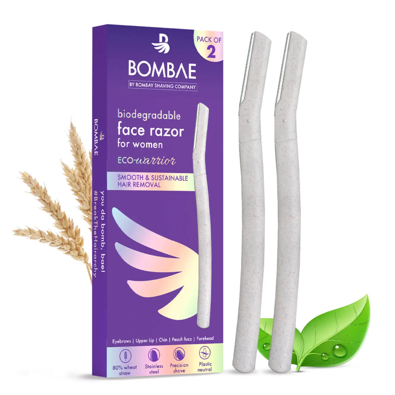 Bombae Biodegradable Face Razor For Women (Pack of 2)