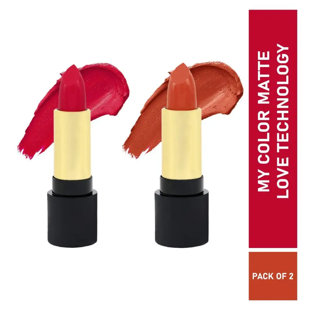 Half N Half Velvet Matte Texture Lipstick My Colour, All-Fired-Up & Almond-Peach, PO2 (7.6gm)