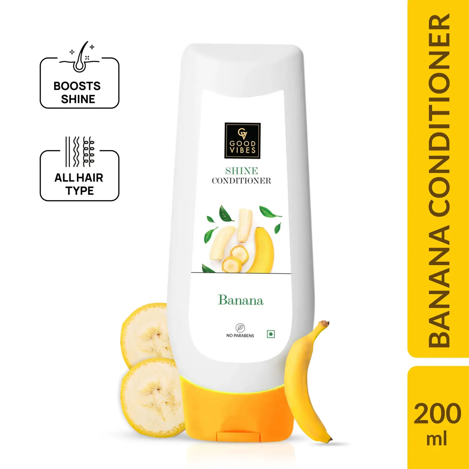 Good Vibes Banana Shine Conditioner | Conditioning, Hair Growth | No Parabens, No Animal Testing (200 ml)