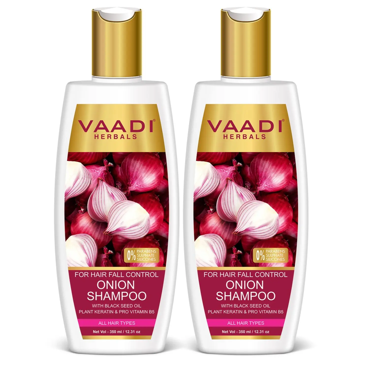 Vaadi Herbals Onion Shampoo for Hair Growth & Hair Fall Control With Plant Keratin & D Panthenol (350 ml X 2)