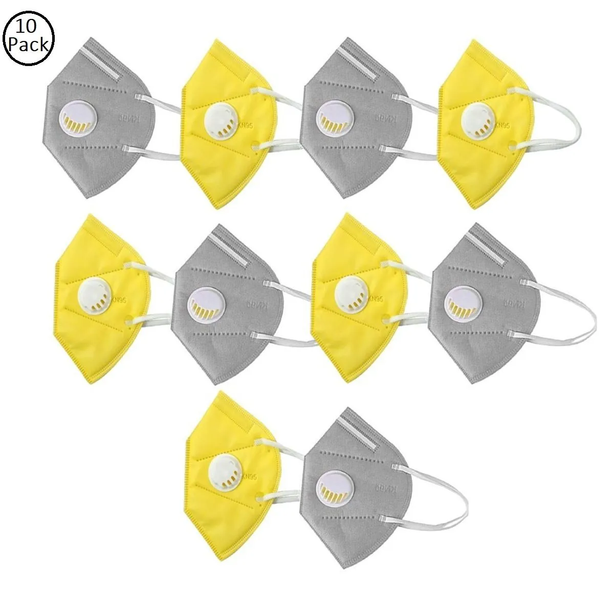 Fabula Pack Of 10 Anti-Pollution Reusable 5 Layer Mask - Yellow Grey