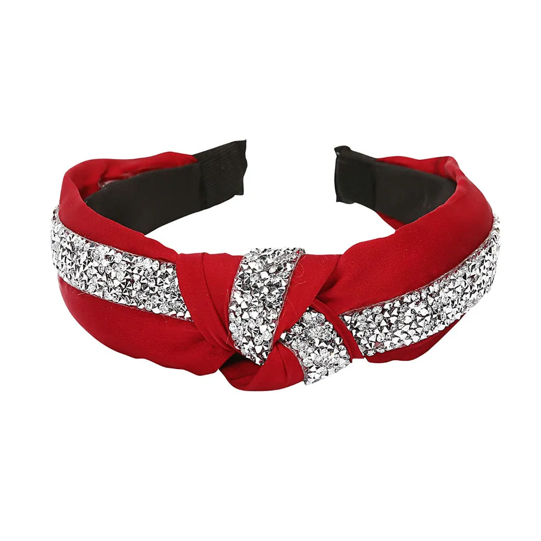 YouBella Hair Jewellery Crystal Studded Red Head Band (YBHAIR_41300)