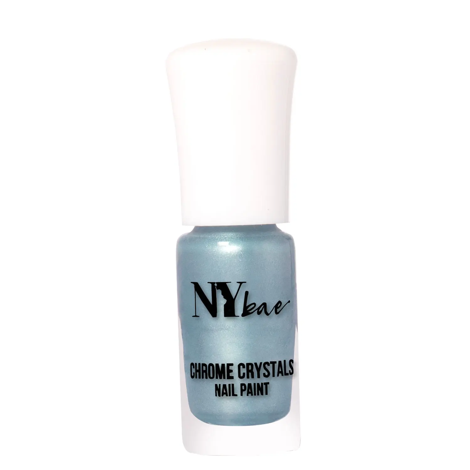 NY Bae Chrome Crystals Nail Paint - Jade Blue 08 (3 ml) | Blue | Glossy Finish | Rich Pigment | Chip-proof | Full Coverage | Vegan