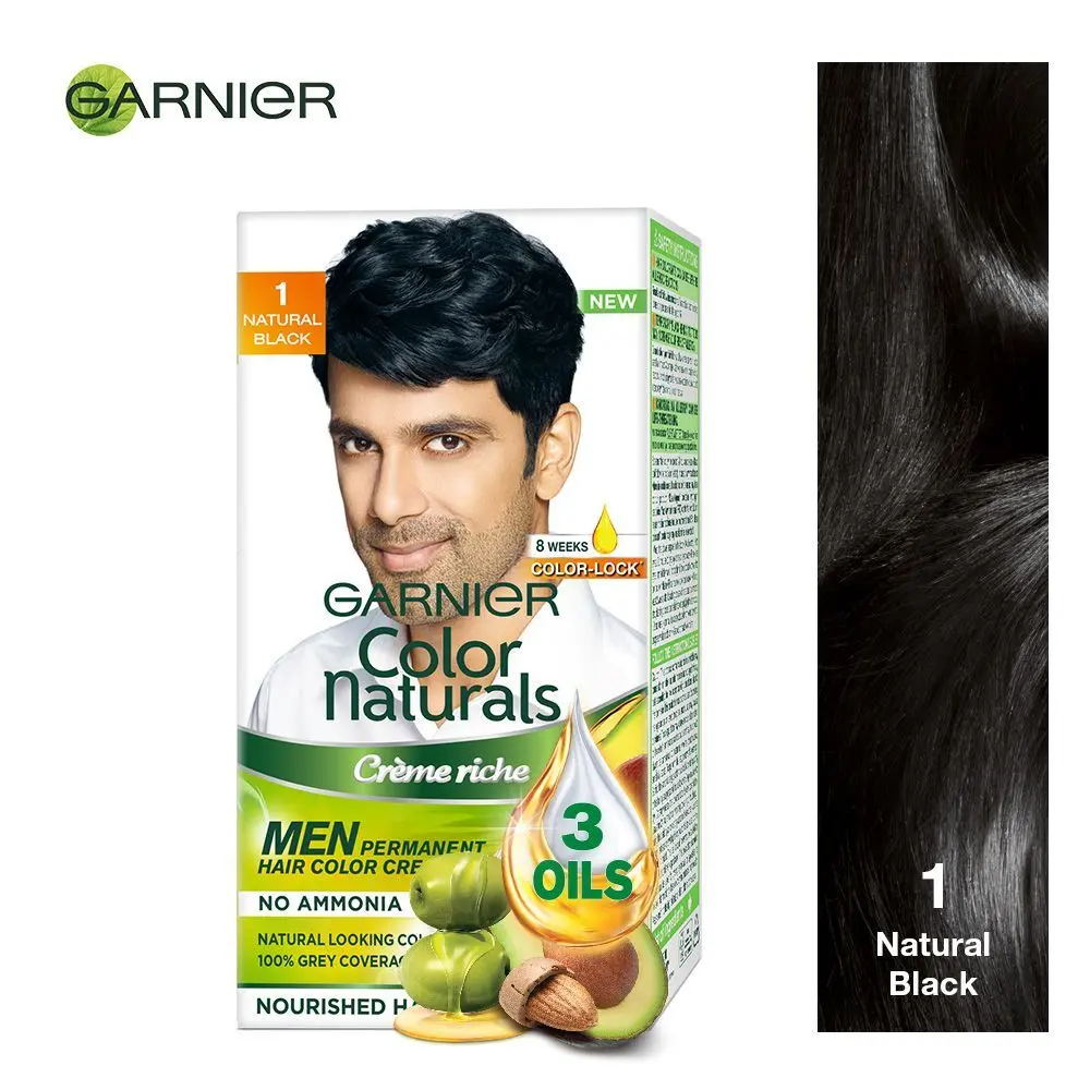 Garnier Color Naturals Men Permanent Hair Colour Cream - Natural Black 1 (30 ml + 30 g)