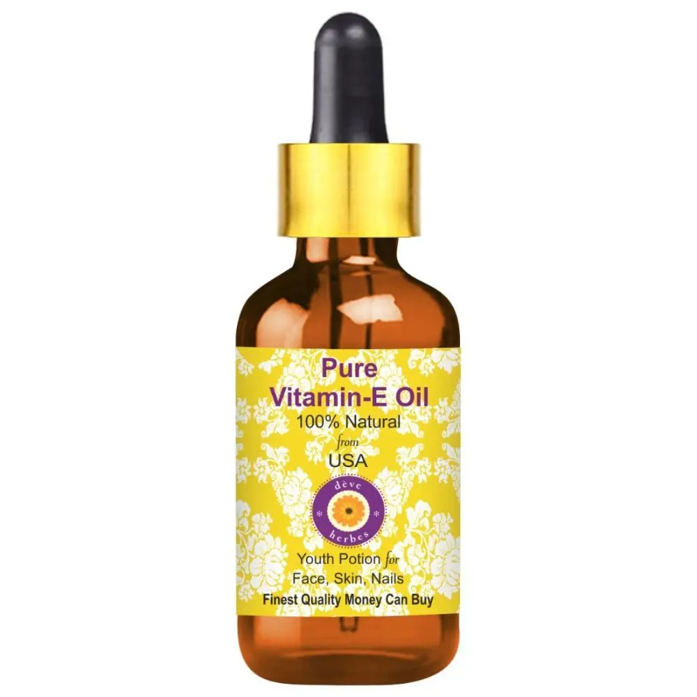 Deve Herbes Pure Vitamin E Oil with Glass Dropper Natural Therapeutic Grade 100ml