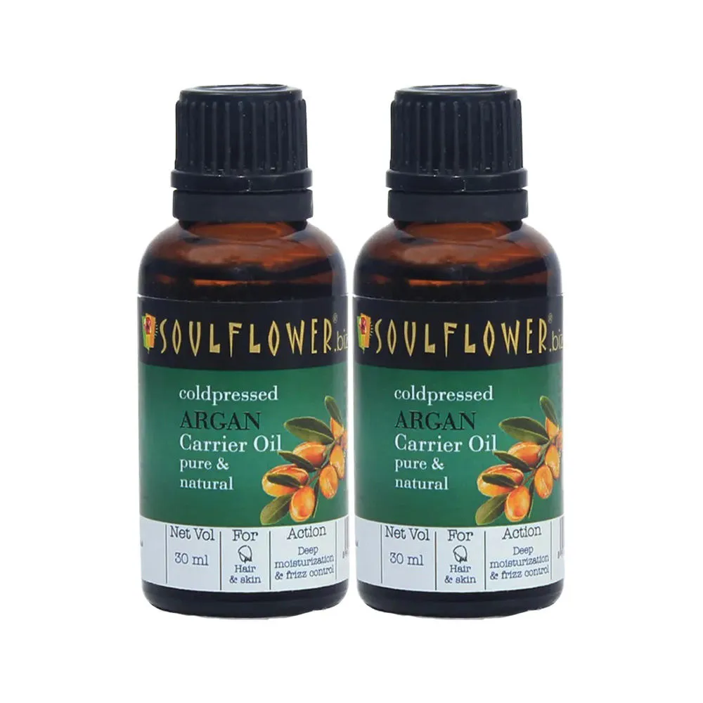 Soulflower Argan Carrier Oil Coldpressed Oil for Hair & Skin Combo