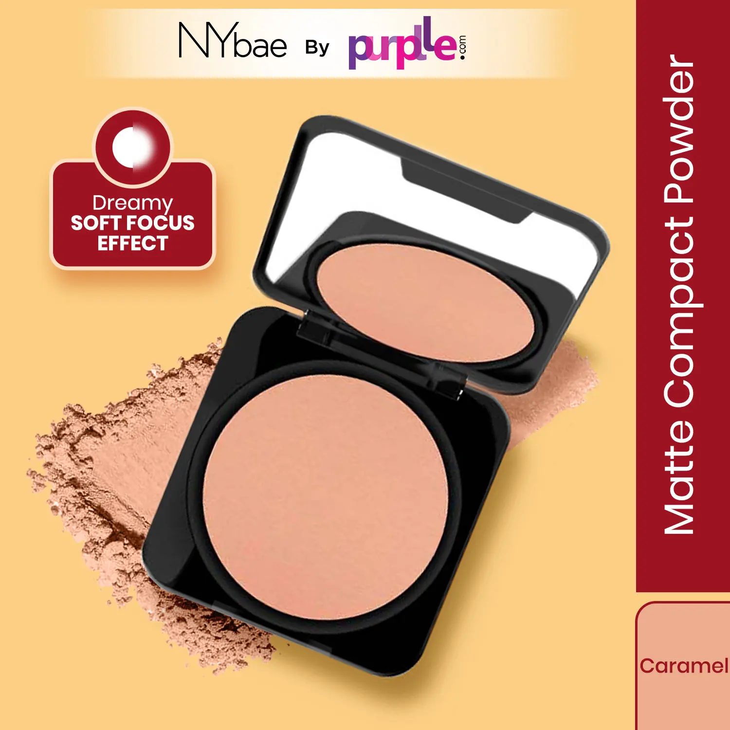 NY Bae Runway Radiance Compact Powder - Caramel 05 (9 g) | Dusky Skin | All Skin Types | Natural Matte Finish | High Colour Payoff | Blurs Imperfections | Smooth & Even Application | Long Lasting | Perfect for Daily Wear