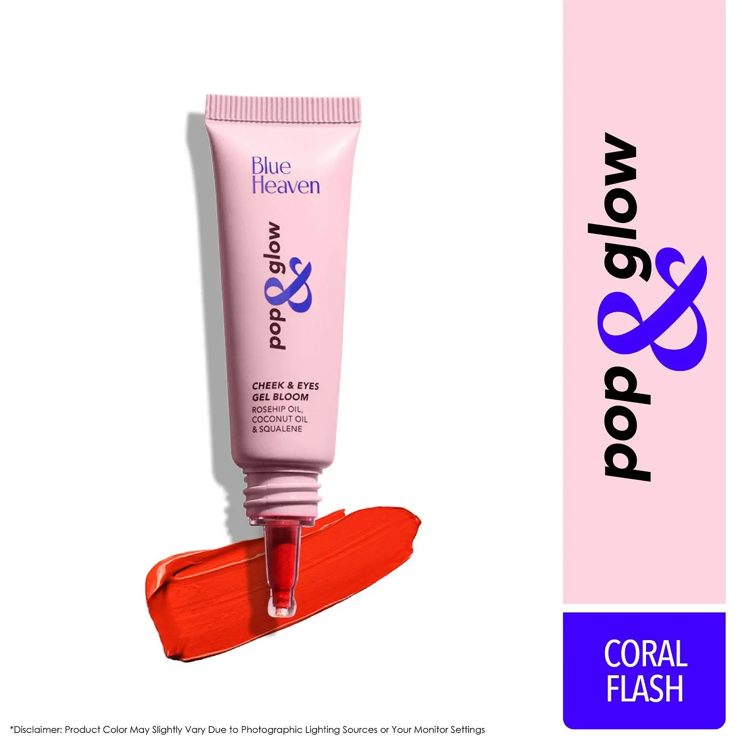 Blue Heaven Pop & Glow Cheek & Eyes Gel Bloom Blush, Coral Flash (8 ml)