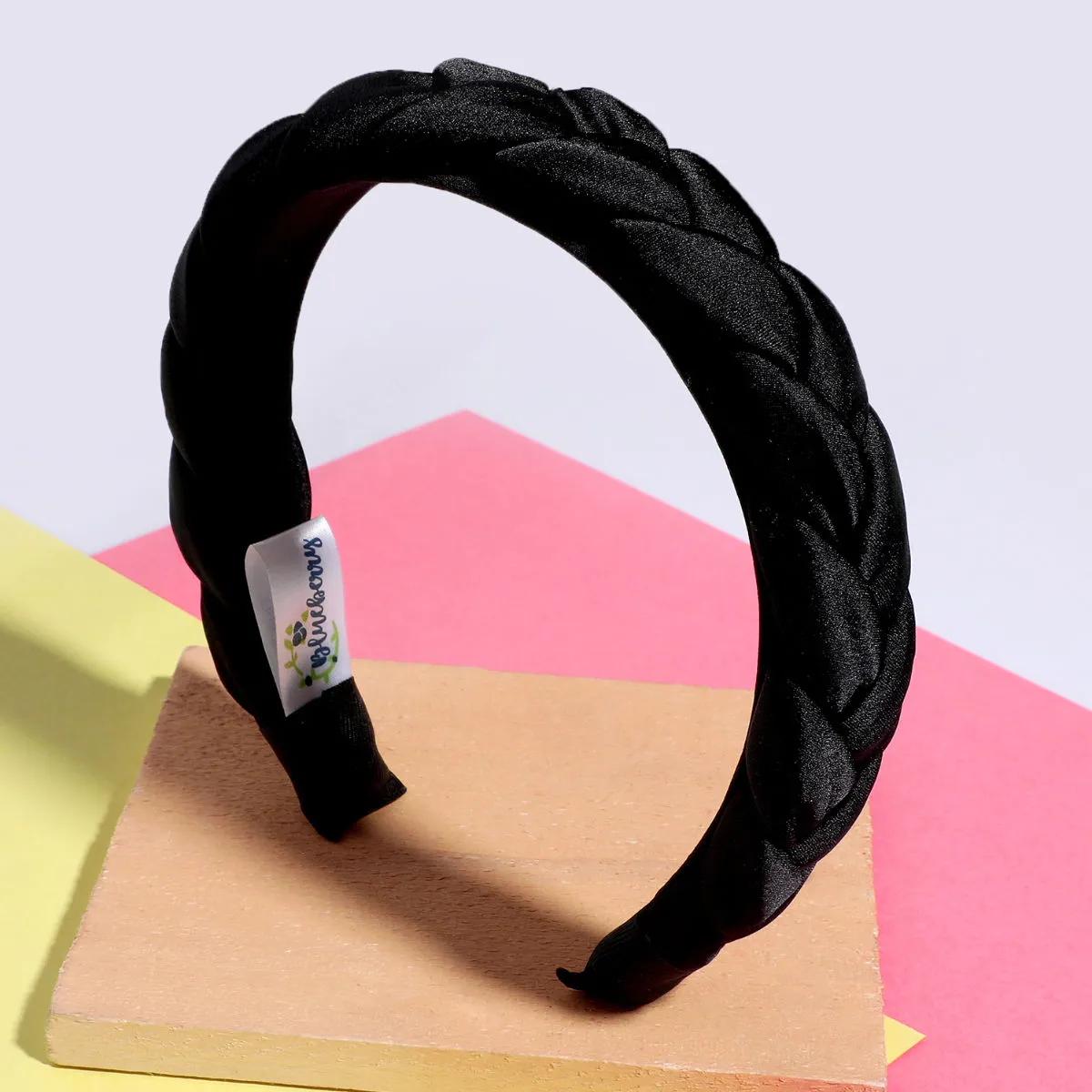 Blueberry Balck Cross Knot Detailings Satin Hairband