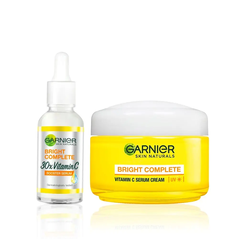 Garnier Bright Complete (Vitamin C Serum, 30ml + Bright Complete Face serum cream UV, 45 g) - Combo Pack