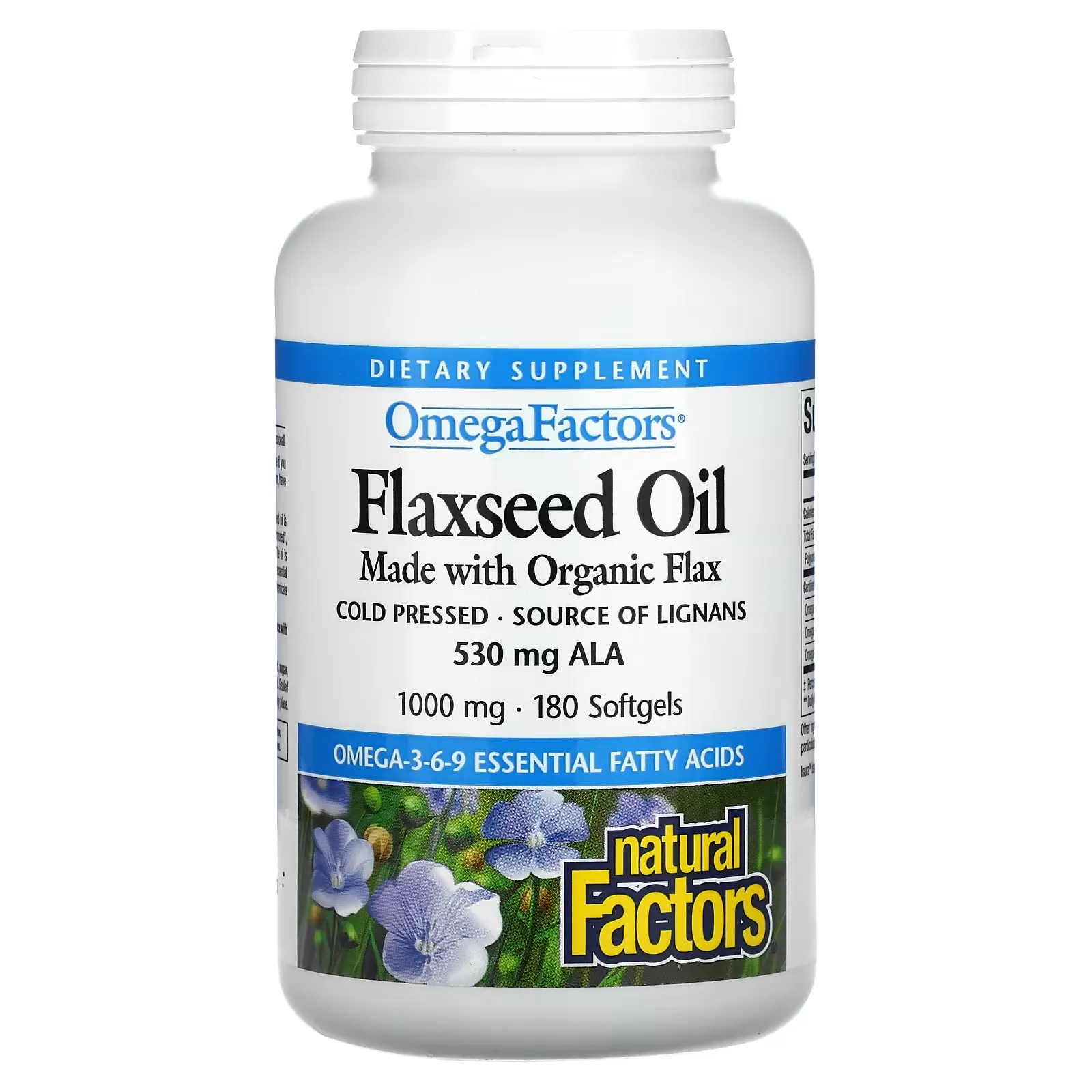 OmegaFactors, Flaxseed Oil, 1,000 mg , 180 Softgels