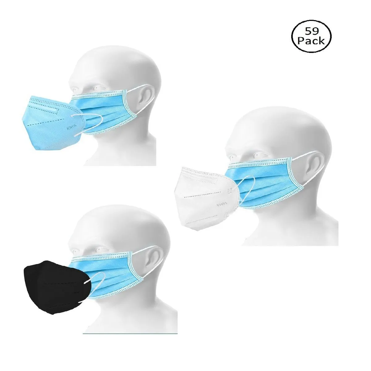 OOMPH Double Mask Set of 50 Disposable & 9 Kn95/N95 Mask