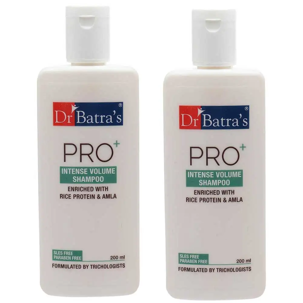 Dr Batra's Pro+ Intense Volume Shampoo,  200 ml  Enriched with Rice Protein & Amla (Pack of 2)