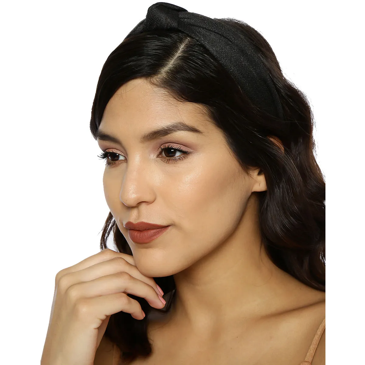 Toniq Black Solid Top Knot Hairband For Women