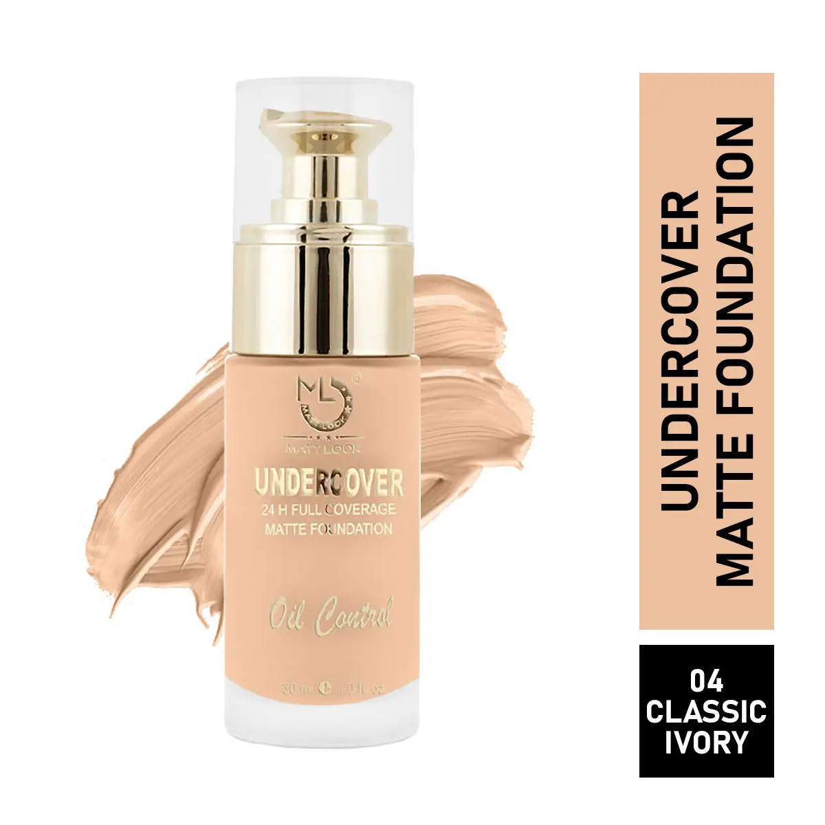 Matt look Undercover 24H Full Coverage Matte Foundation & Oil Control, Classic Ivory (30ml)