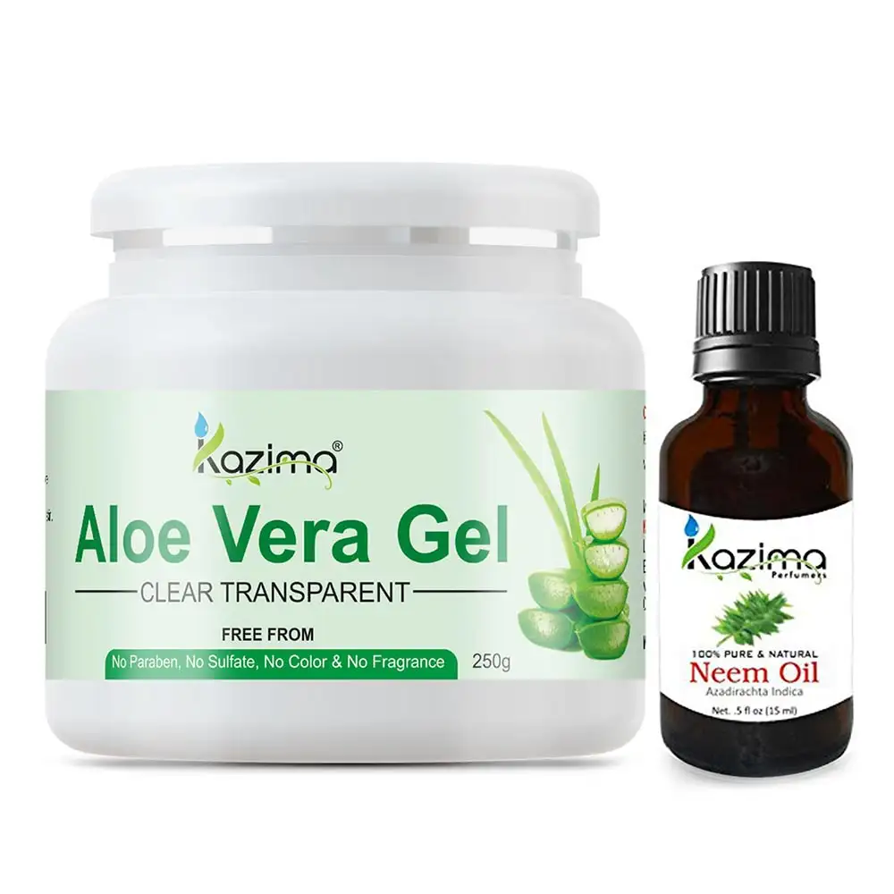 Kazima Aloe Vera Gel 250 gm & Neem Oil 15 ml Combo,  2 Piece(s)/Pack  All Skin Type