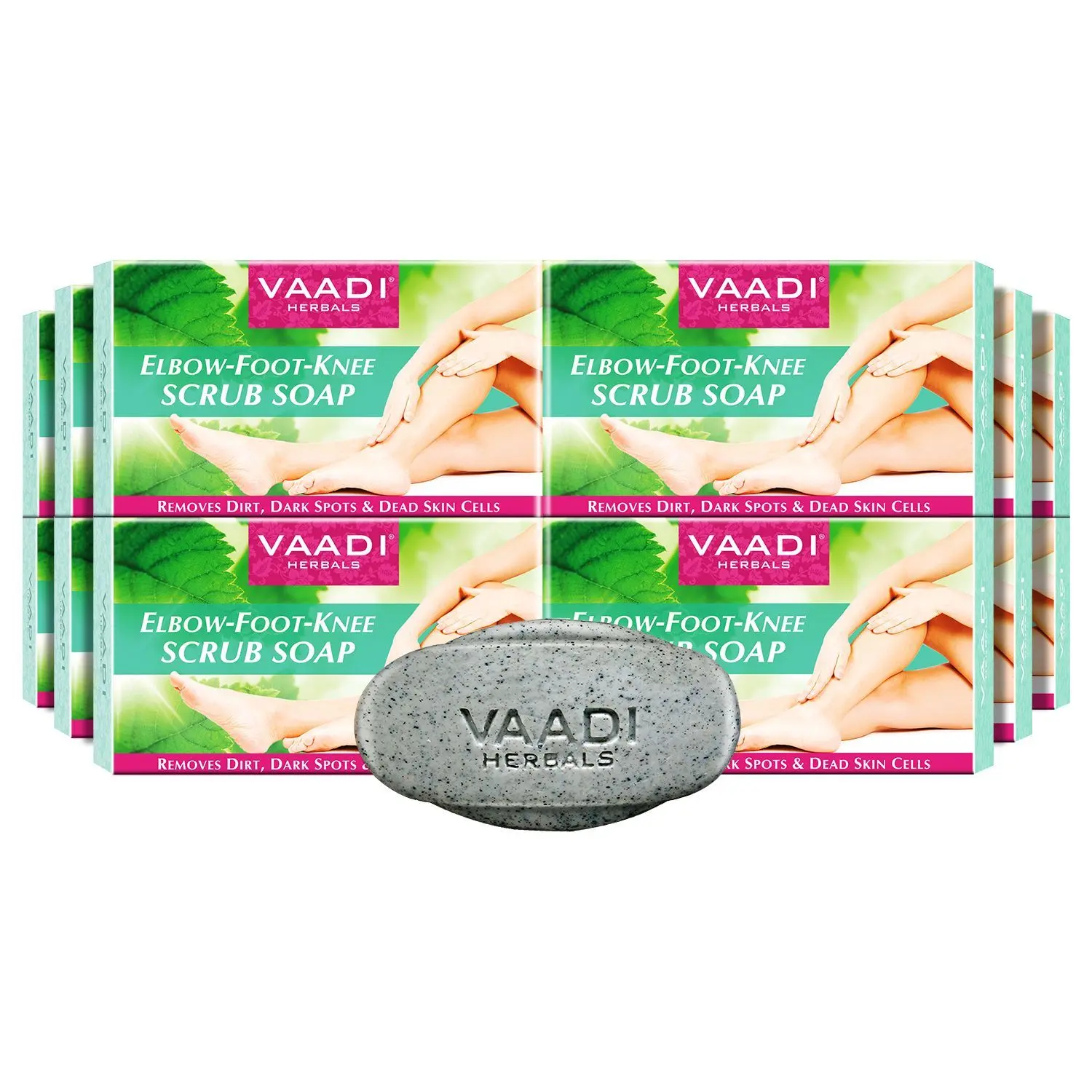 Vaadi Herbals Pack of 12 Elbow-Foot-Knee Scrub Soap with Almond & Walnut Scrub (12 x 75 g)