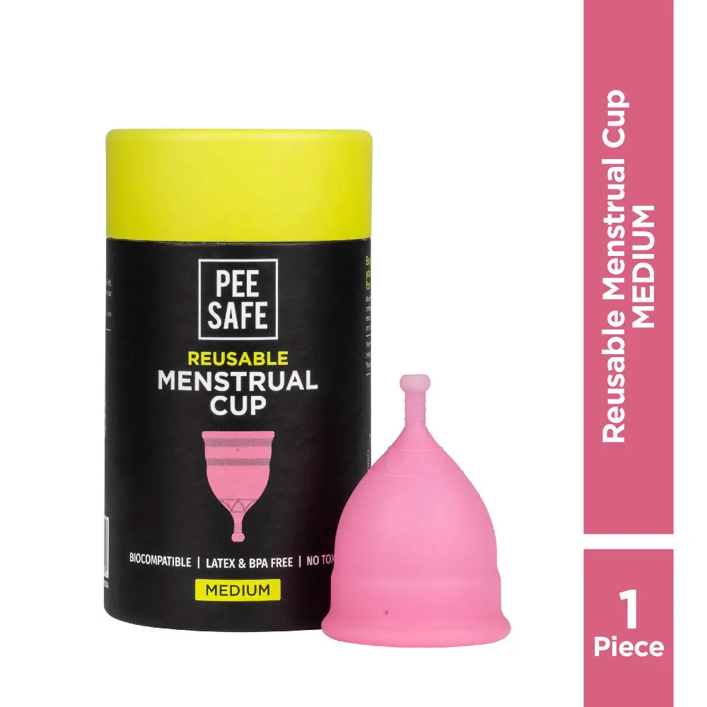 Pee Safe Reusable Menstrual Cup with Medical Grade Silicone for Women -Medium