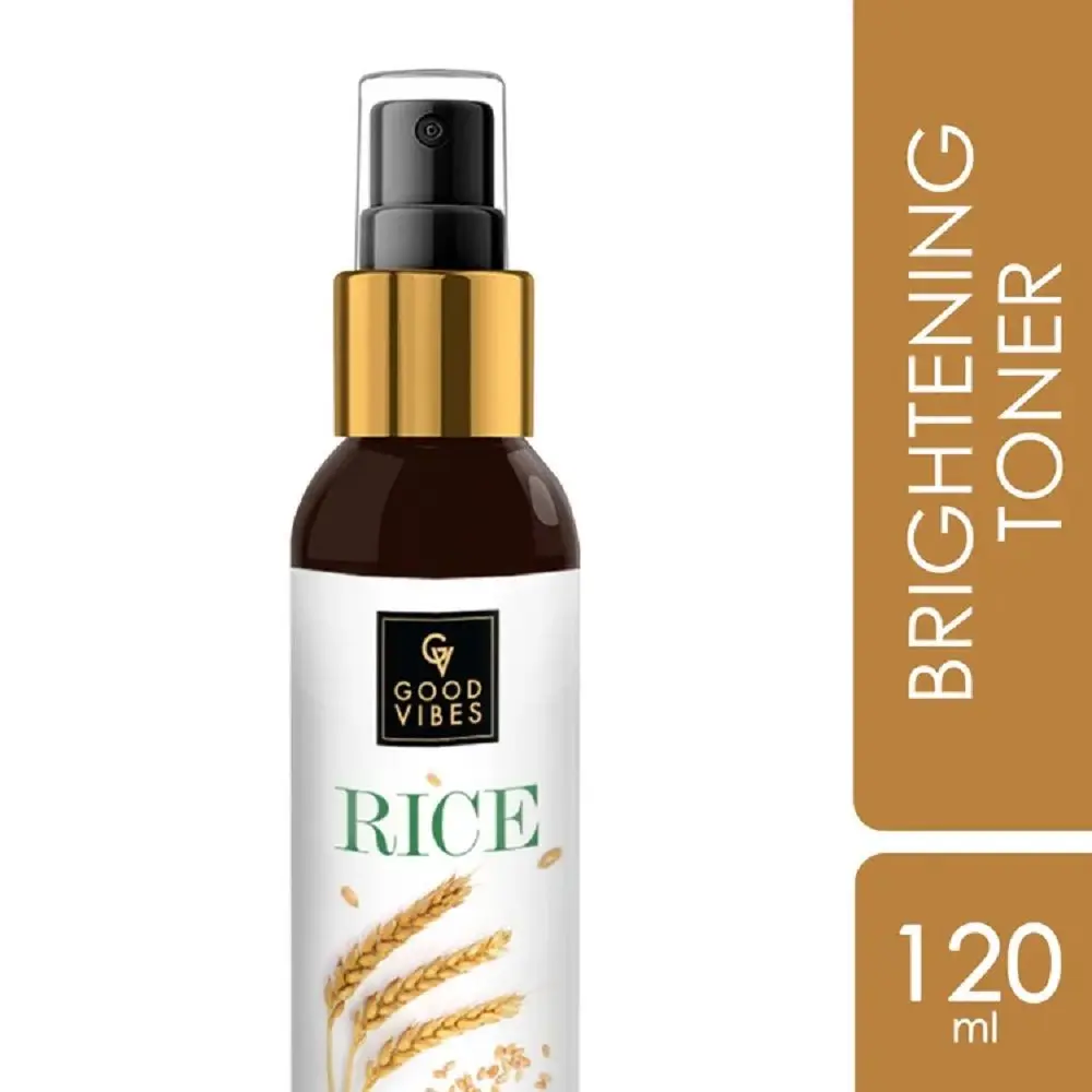 Good Vibes Rice Brightening Toner | Pore Minimizing Hydrating | With Cucumber | No Alcohol No Parabens No Sulphates No Mineral Oil (120 ml)