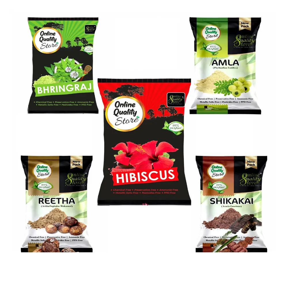 Online Quality Store Amla, Reetha, Shikakai, Bhringraj And Hibiscus Powder For Hair