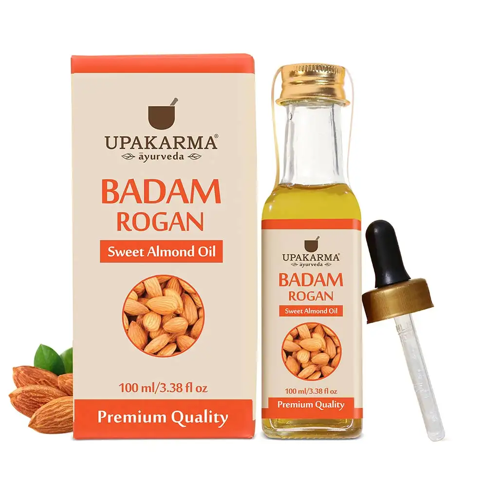 Upakarma Ayurveda Badam Rogan Oil (Sweet Almond Oil),  100 ml  for Hair, Skin and Body