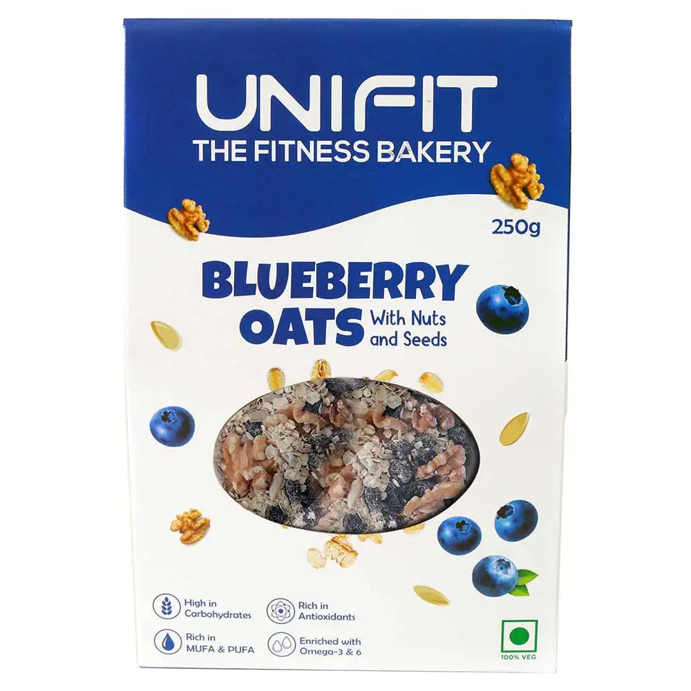 UNIFIT Blueberry Oats,  250 g  With Nuts & Seeds