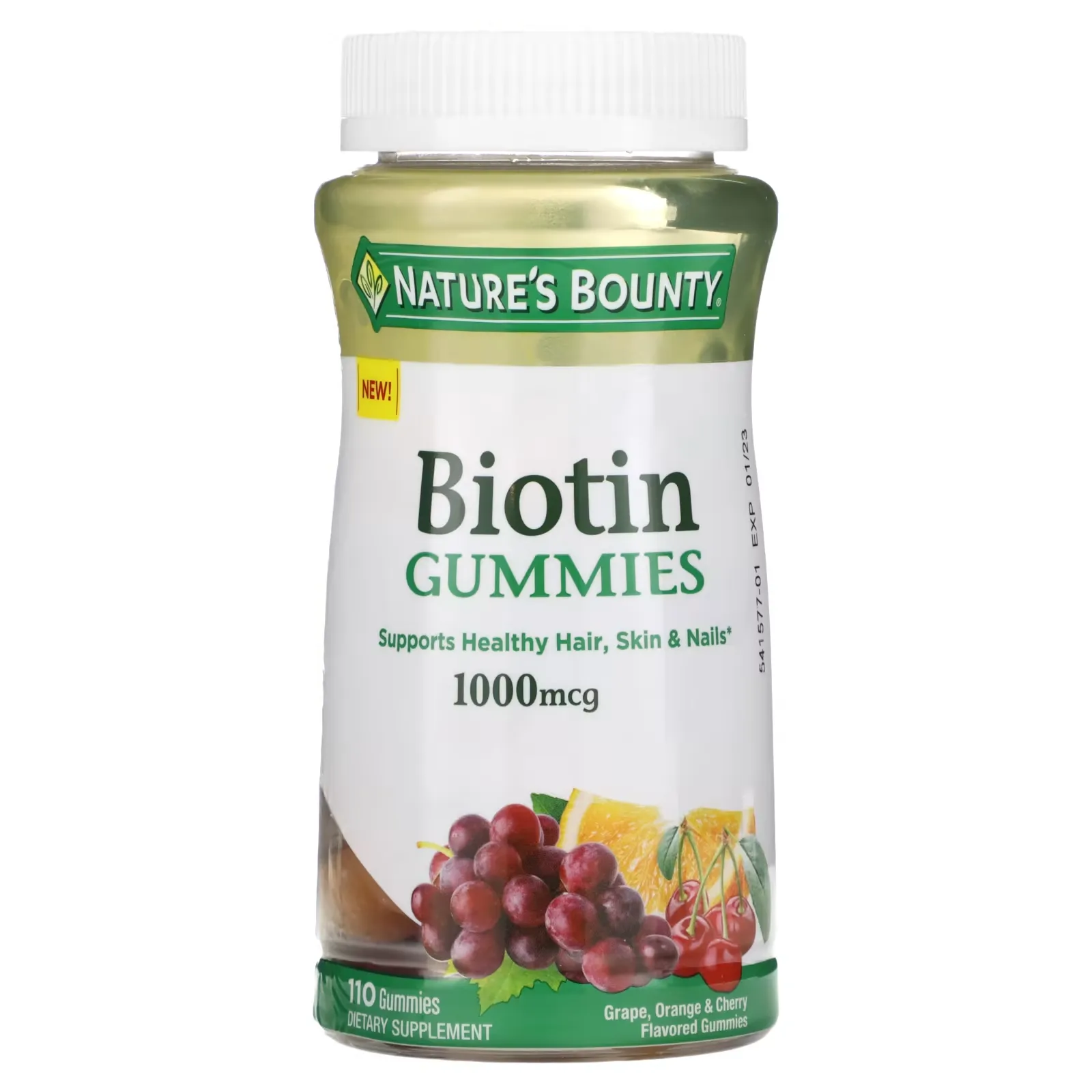 Biotin Gummies, Grape, Orange & Cherry, 1,000 mcg, 110 Gummies