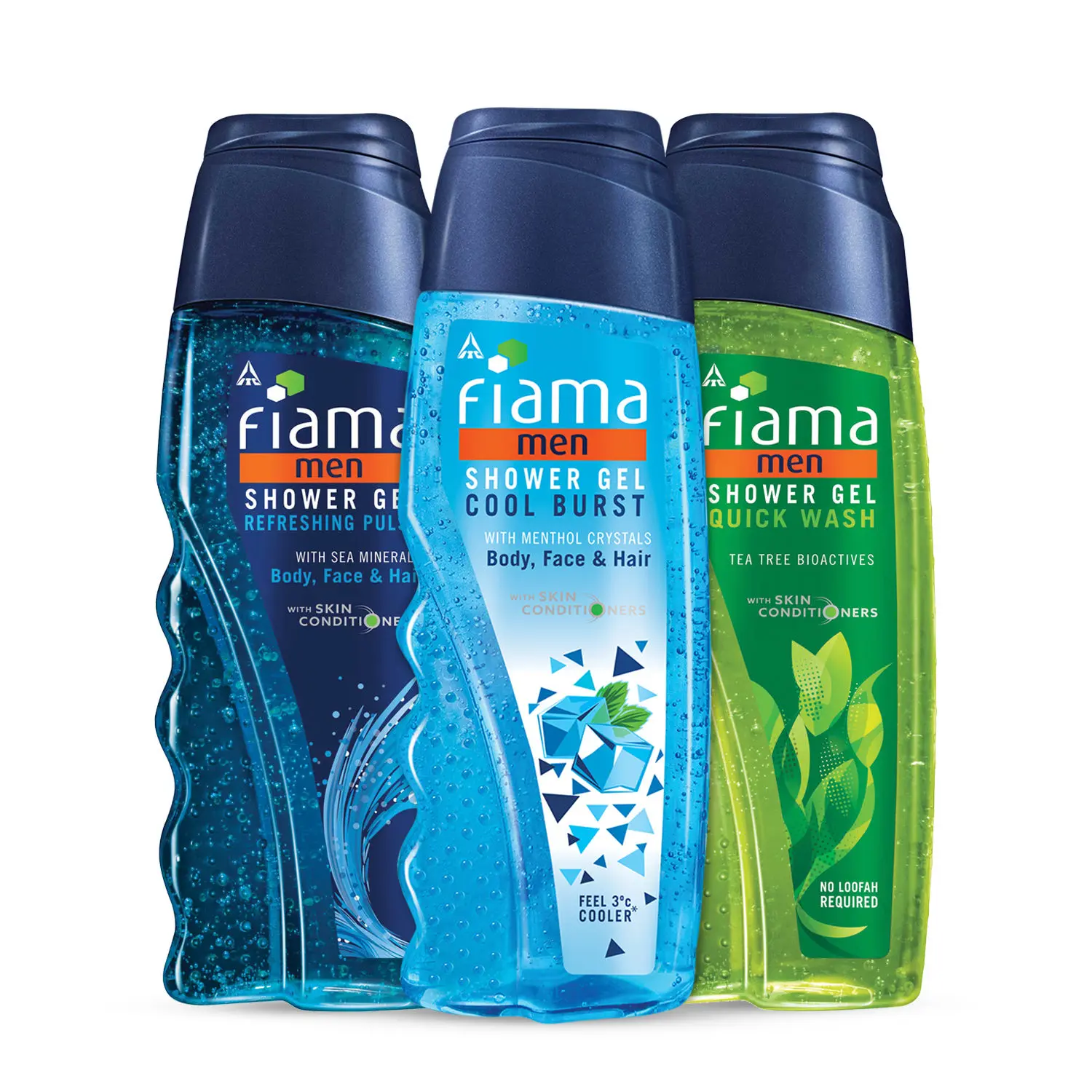 Fiama Men Shower gel Refreshing Pulse 250ml, Fiama Men Shower gel Cool Burst 250ml, Fiama Men shower Gel Quick Wash 250ml, Combo Bodywash Celebration pack of 3