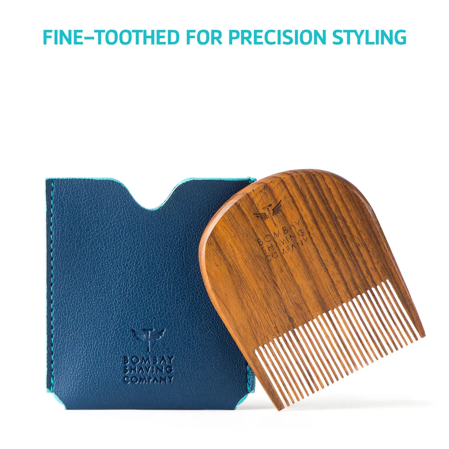 Bombay Shaving Company Beard Comb (U Shaped) | Made with Sheesham Wood | Free Faux Leather Pouch