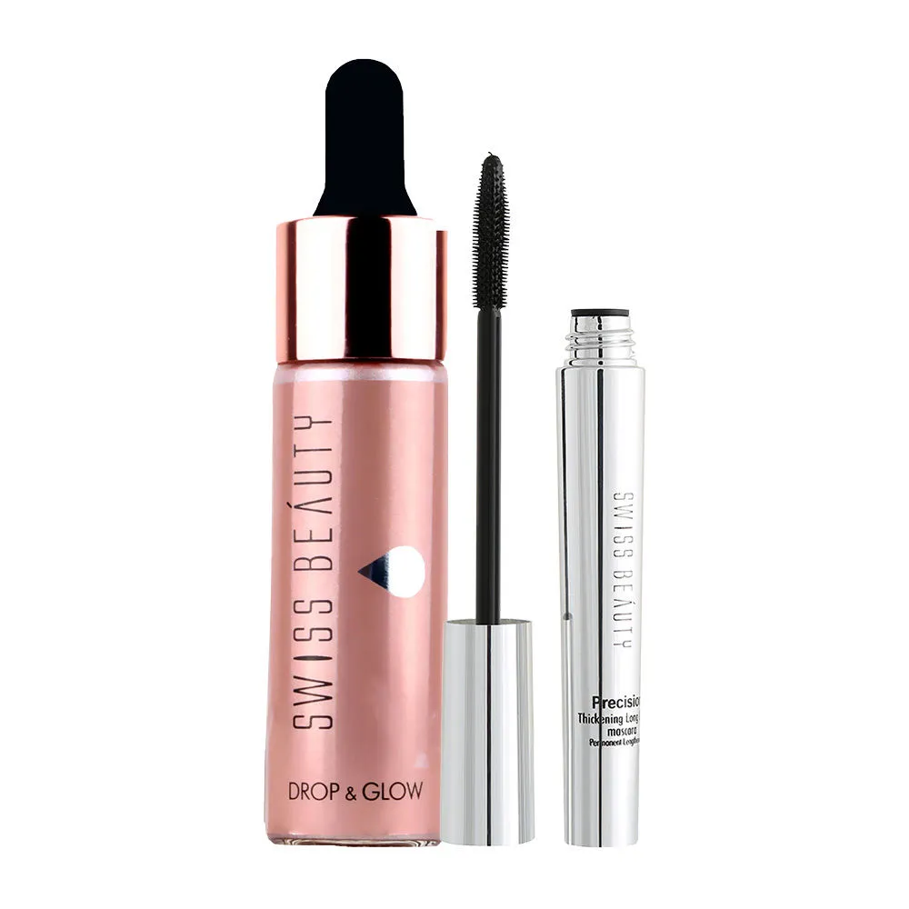 Swiss Beauty Liquid Highlighter & Long Lash Black Mascara Combo