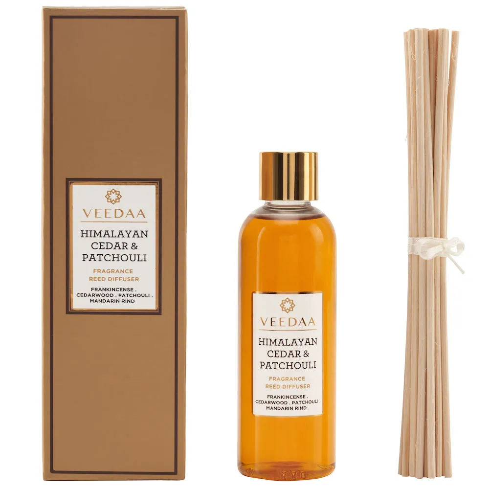 Veedaa Candles Himalayan Cedar & Patchouli Diffuser Oil Refill & Reeds Set