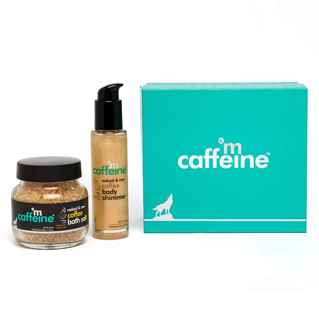 MCaffeine Coffee Shower to Shine Body Gift Kit - Stress Relieving Epsom Bath Salt & Body Shimmer