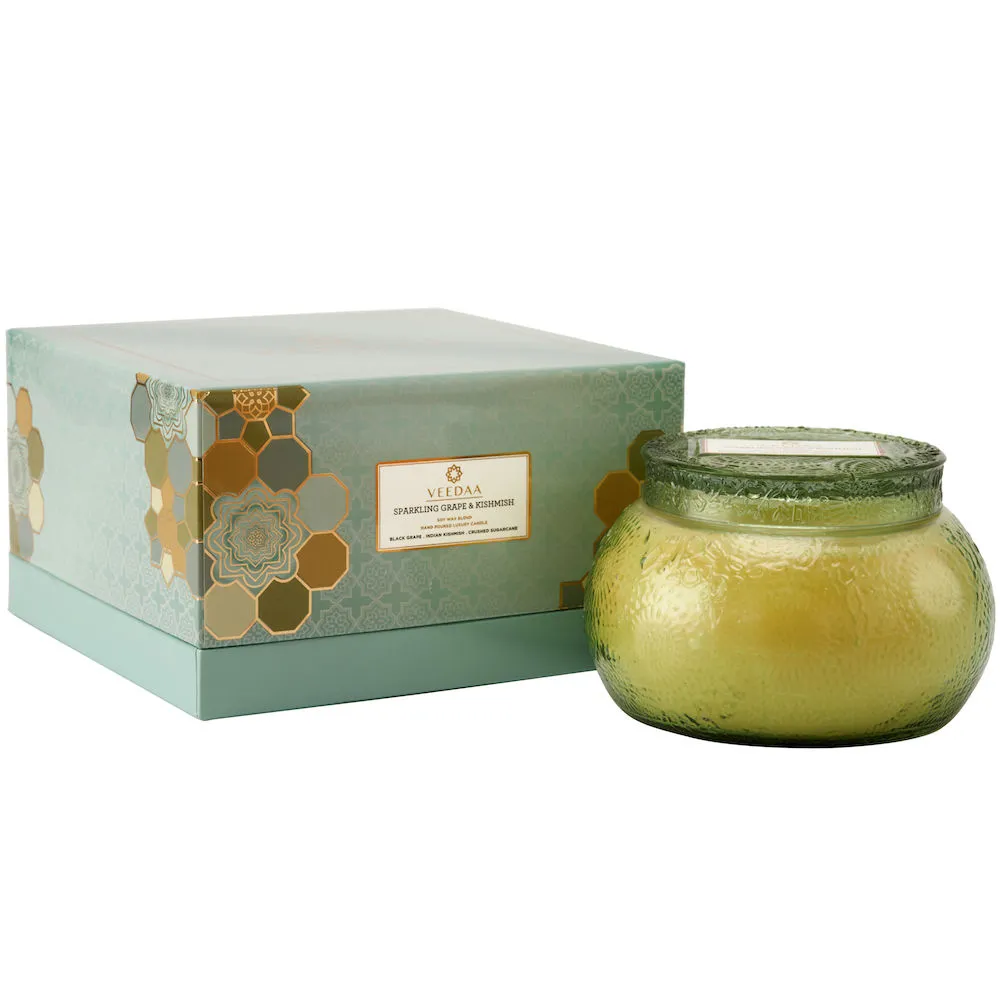 Veedaa Candles Sparkling Grape & Kishmish Dune Glass Scented Candle