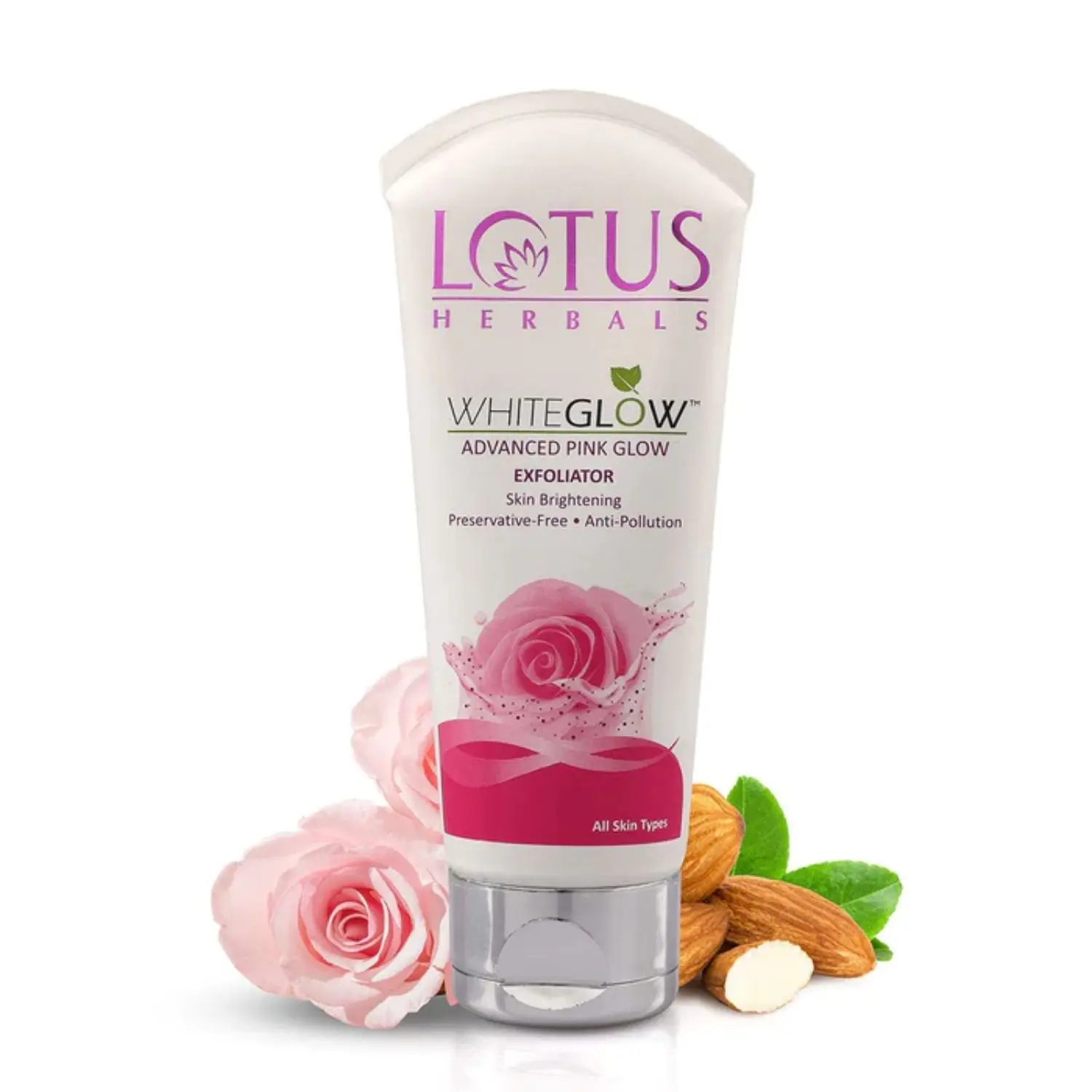 Lotus Herbals Whiteglow Advanced Pink Glow Exfoliator | Brightens Skin | Preservative Free | For All Skin Types | 100g