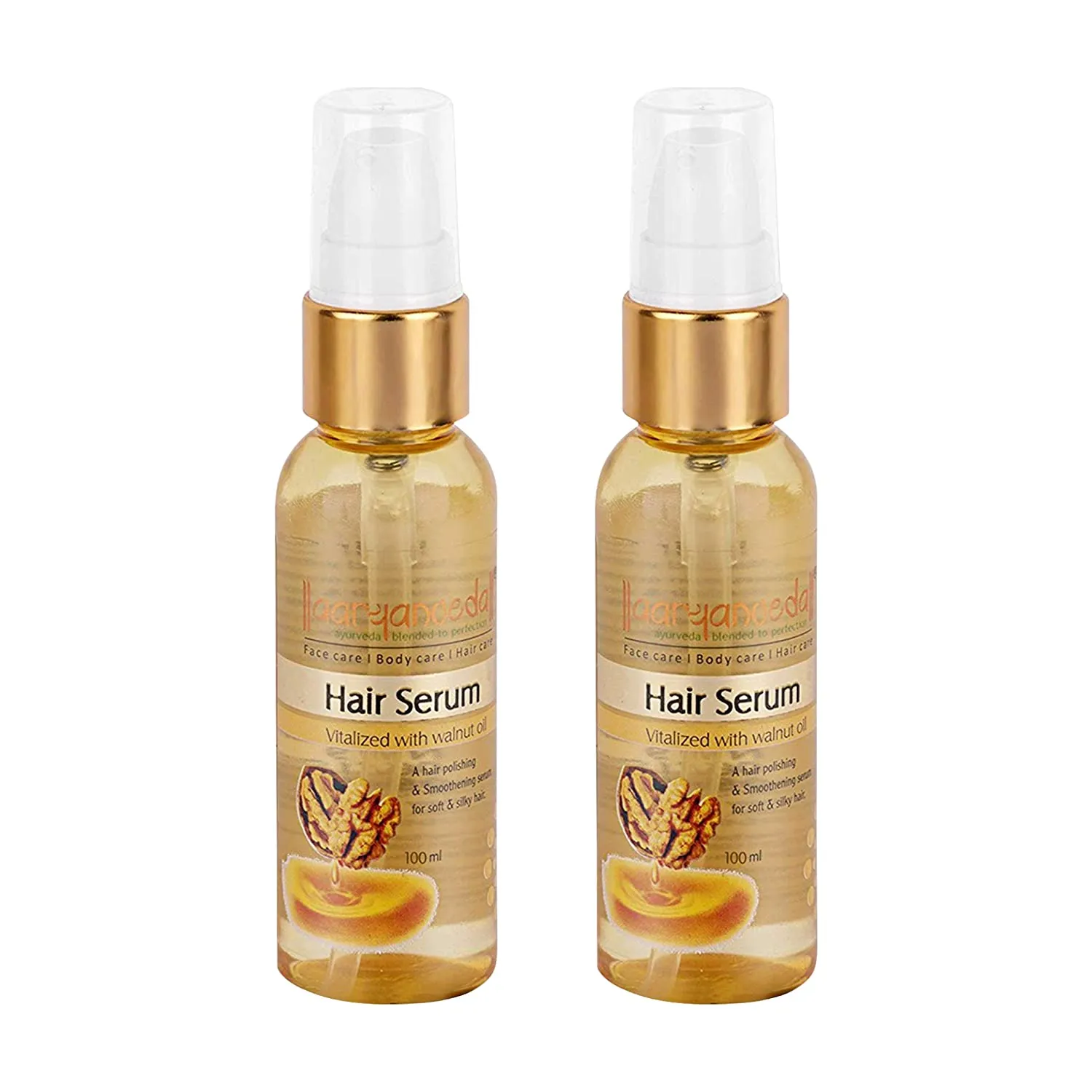 Aryanveda Hair Serum Vitalized with Walnut Oil - Serum for Hair Growth and Straightening (Pack of 2)