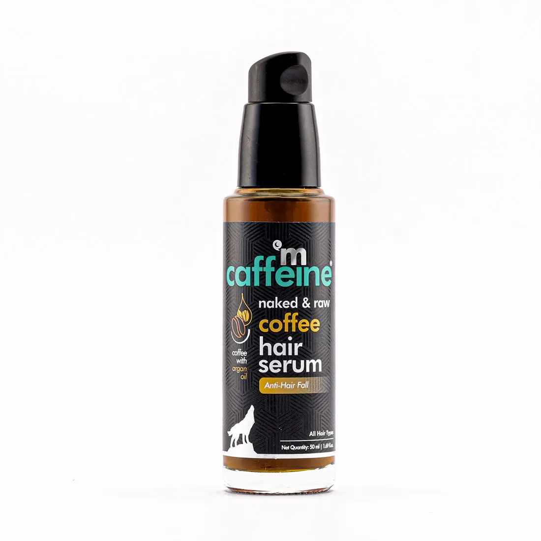 mCaffeine Frizz Control Coffee Hair Serum (50ml) | With Walnut & Argan Oil | Controls Hair Fall & Strengthens Hair Strands | For Men & Women