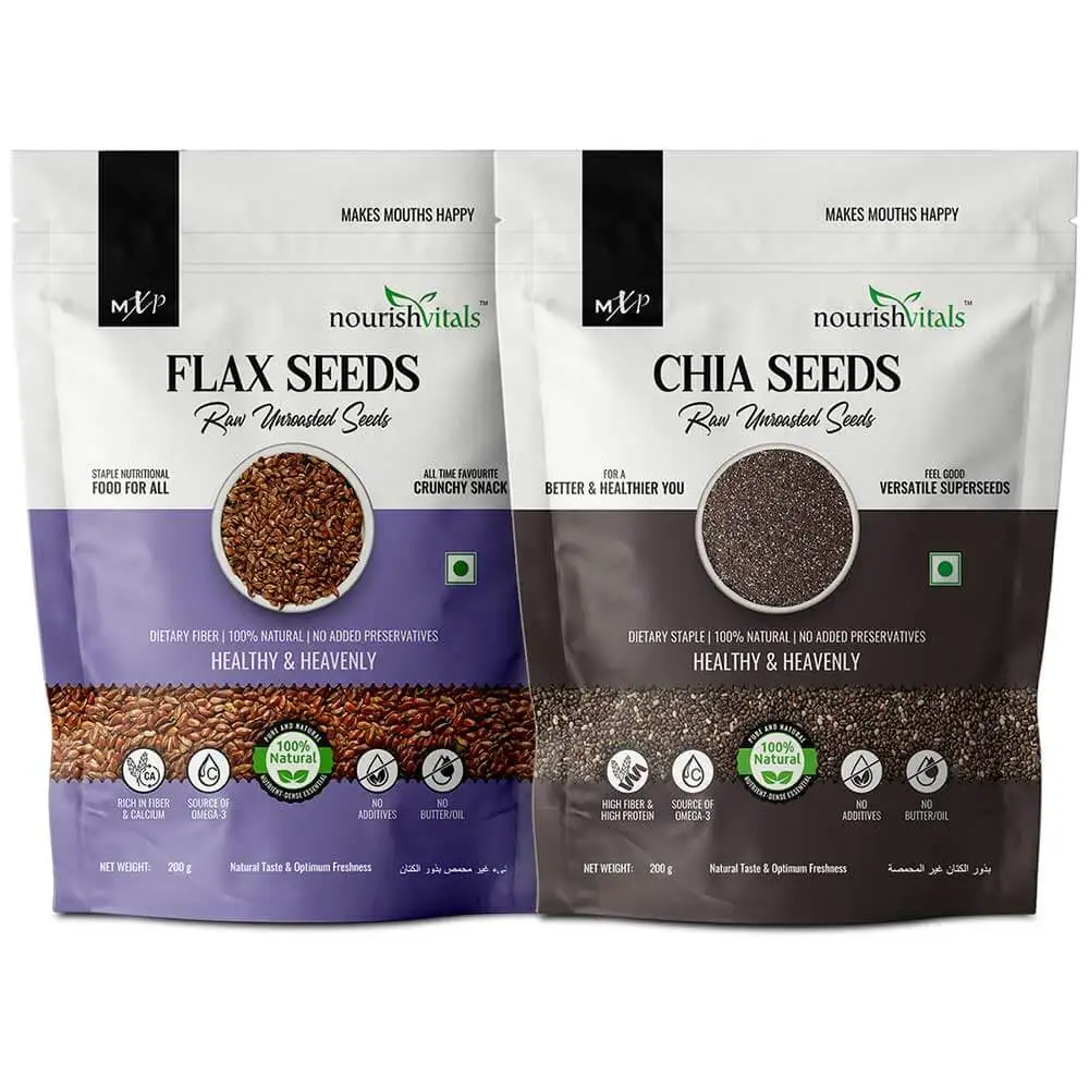 NourishVitals Healthy Munching Combo,  Flax + Chia Raw Unroasted Seeds  2 Piece(s)/Pack