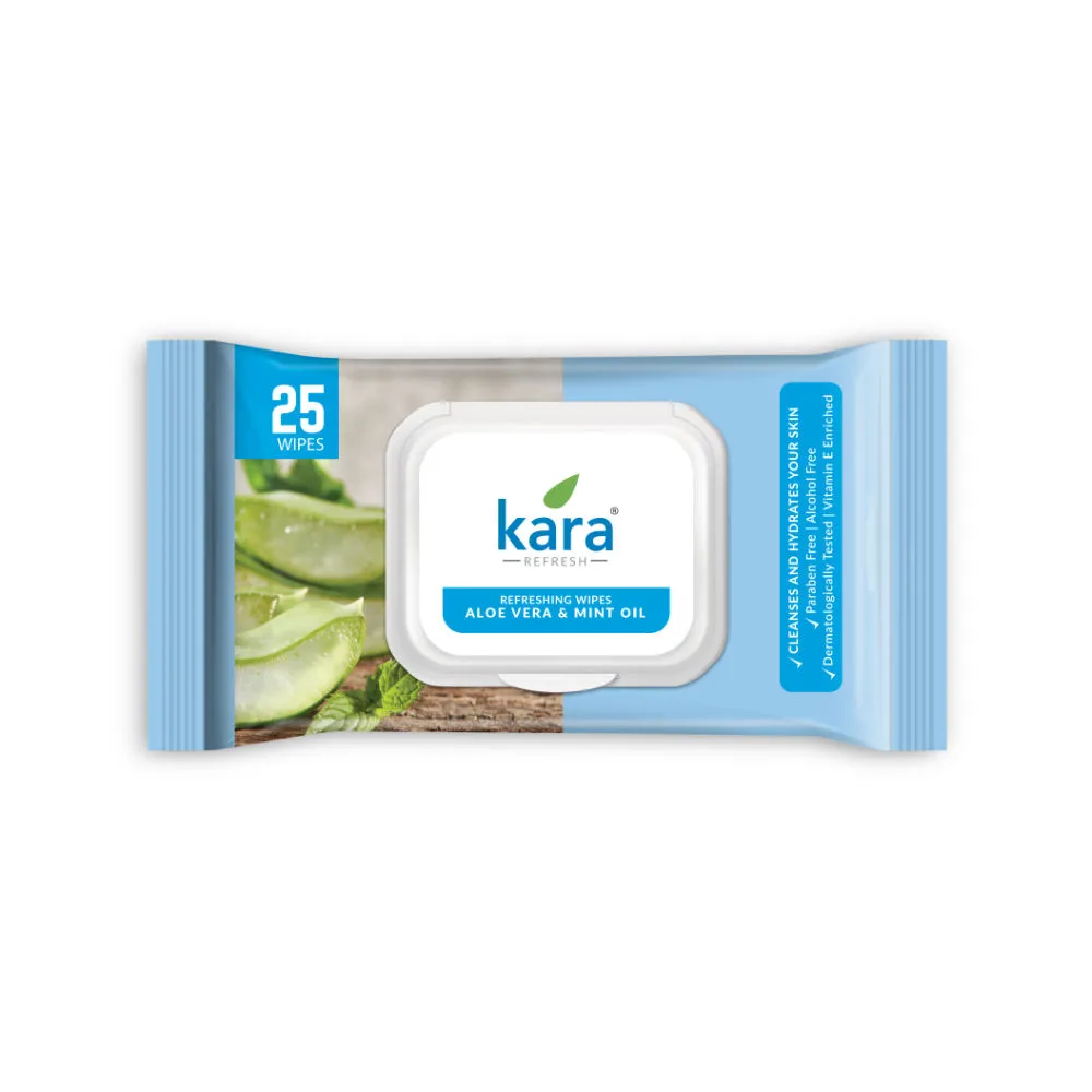 Kara Aloe Vera and Mint Oil Cleansing & Hydrating Face Wipes