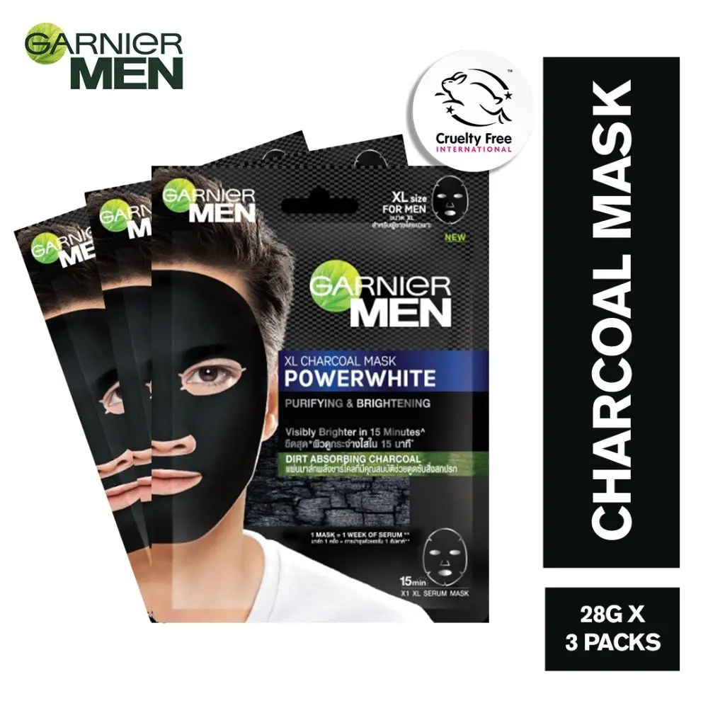 Garnier Men PowerWhite XL Charcoal Mask Pack of 3