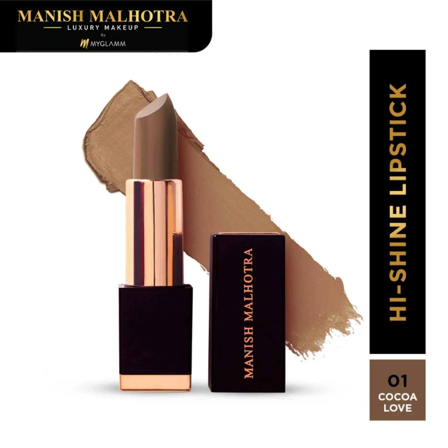 Manish Malhotra Beauty By MyGlamm Hi-Shine Lipstick-Cocoa Love-4gm