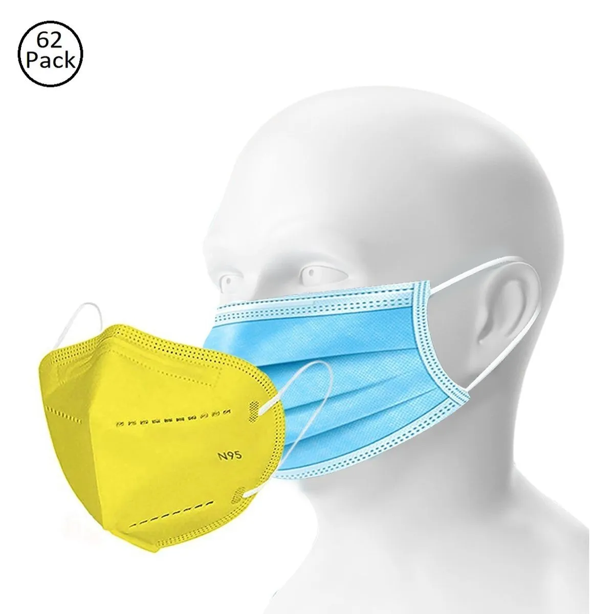 OOMPH Double Mask Set of 50 Disposable & 12 Reusable Kn95/N95 Mask