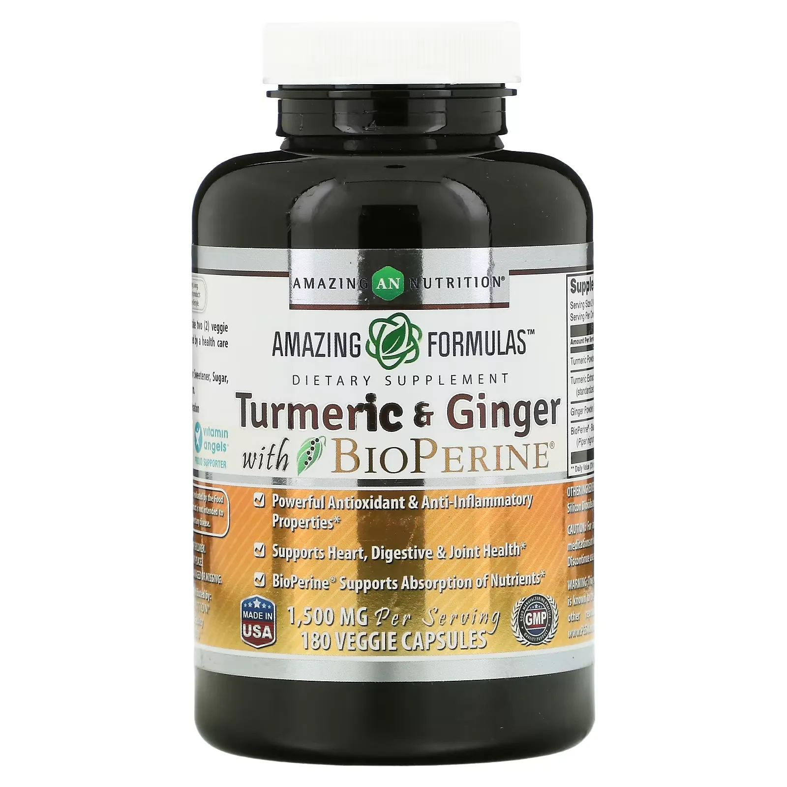 Turmeric & Ginger with BioPerine, 750 mg, 180 Veggie Capsules